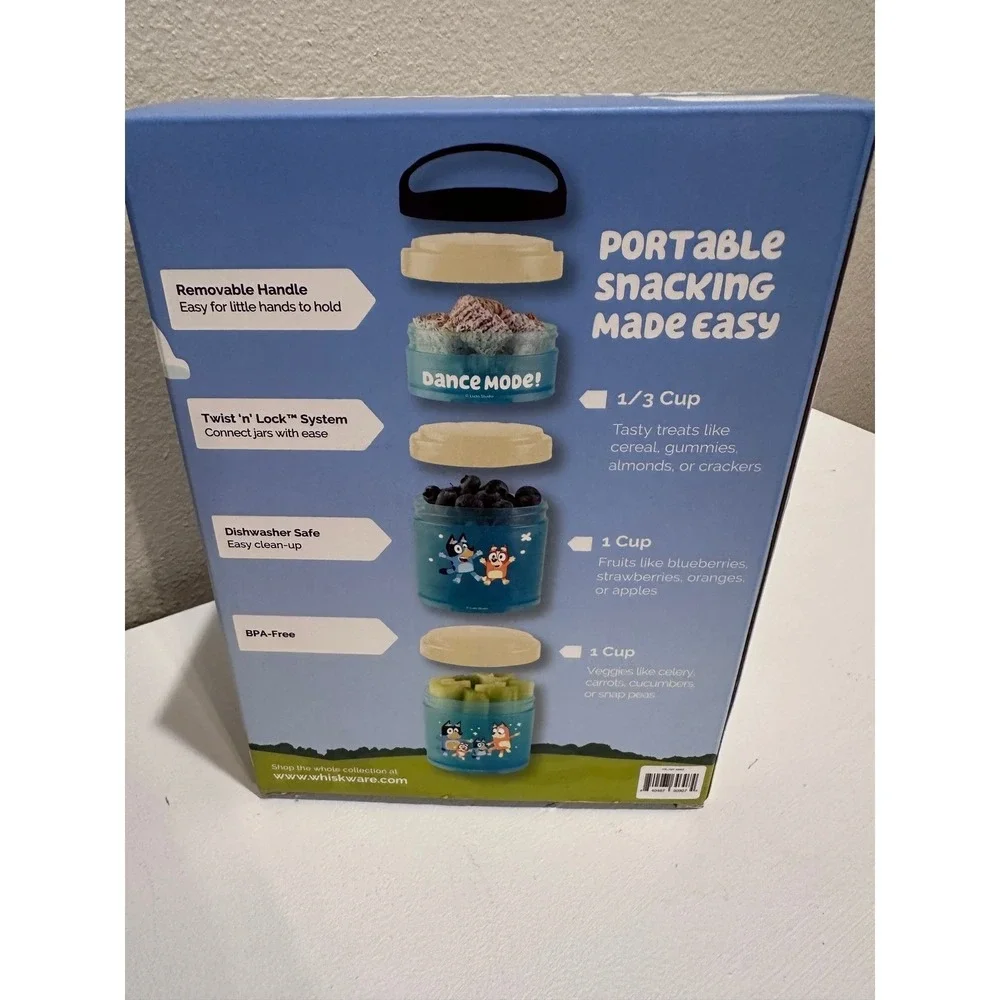 Bluey Snack Stacks Portable Food Containers Set 4 Piece BPA Free Dishwasher Safe